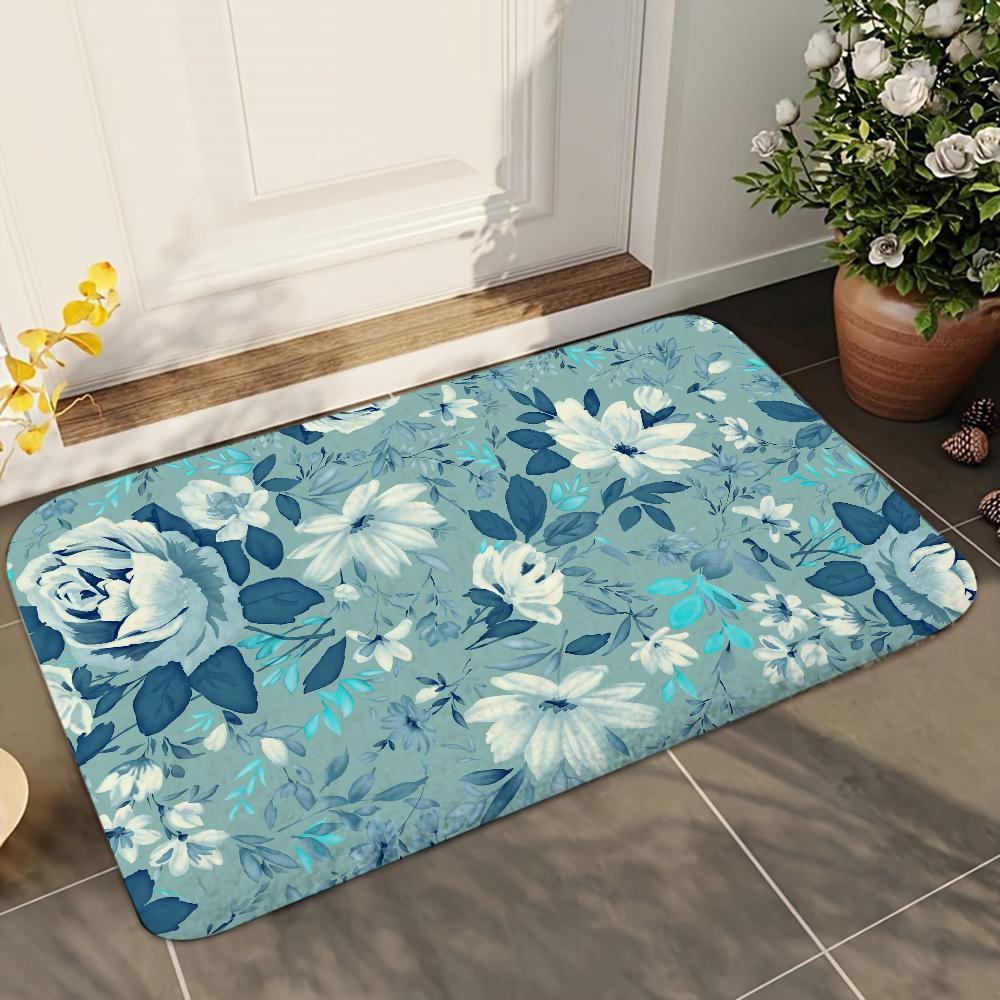 1pc Printed Bathroom Absorbent Mats Anti-Slip Mats Home Decor Supplies Carpets Home Kitchen Floor Mats