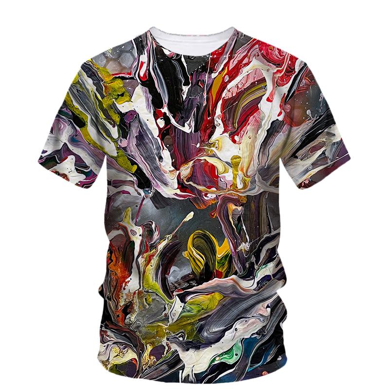 Trendy Cool Bohemian T-shirt Men's Summer Trend Casual Personality Street Graffiti Print Crew Neck Short Sleeve T-shirt Top