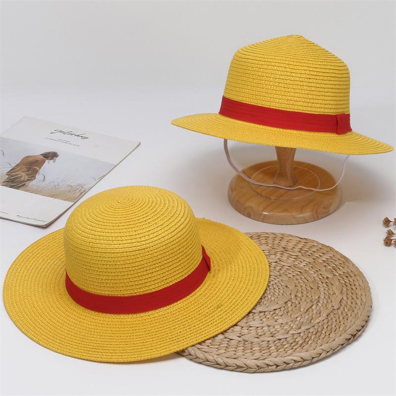 The same straw LYOS sun hat parent-child straw hat outfit plays the role of C sunscreen hat, anime PA hat, One Piece Luffy