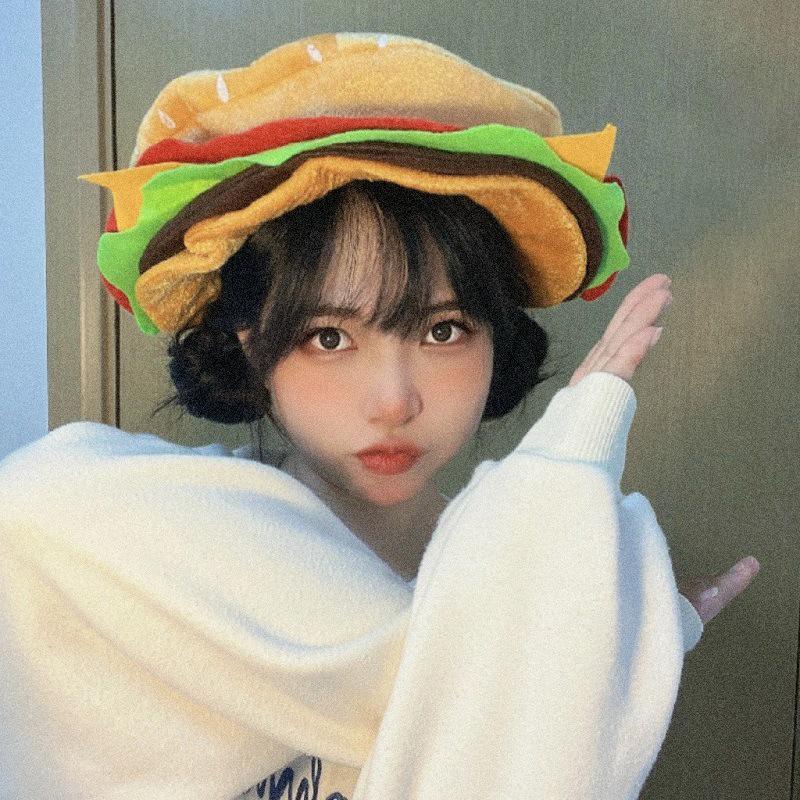 Fashionable Cute Versatile Funny Burger Hat Party Casual Personalized Hat