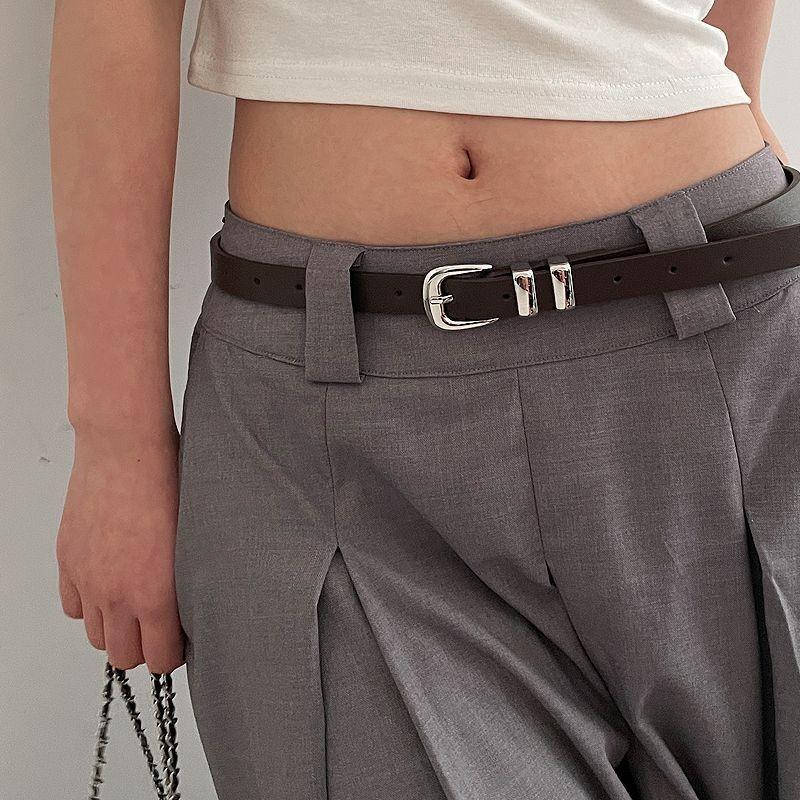 Elegant Black Vintage Women's Belt With Silver Buckle For Dress And Pants Outfits