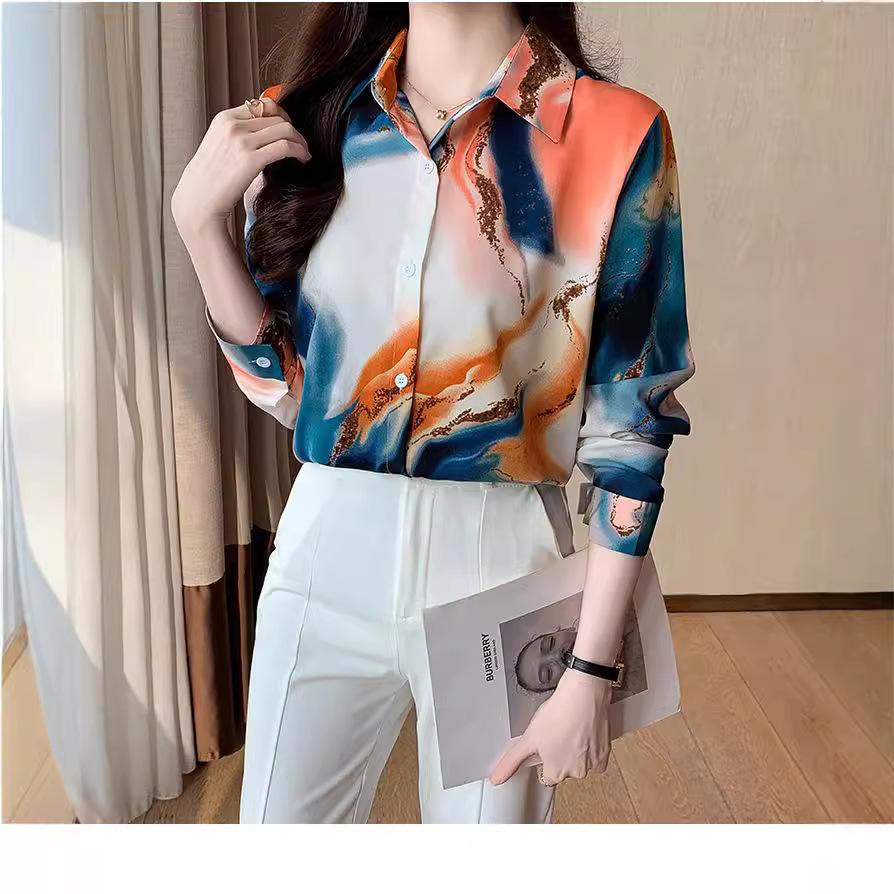 European and American Popular Fashion Temperament Printing Comfortable and Versatile Loose Long-sleeved Women's Shirt