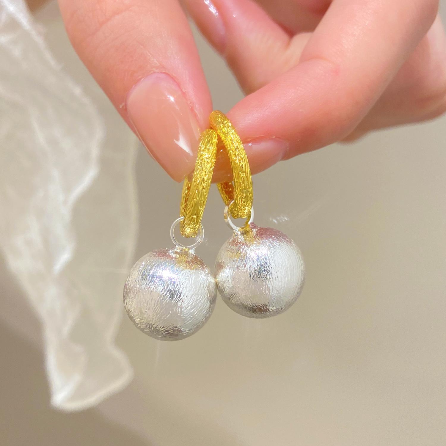 

French Matte Round Ball Earrings - Women s Unique, Exaggerated, Stylish Fashion Jewelry
