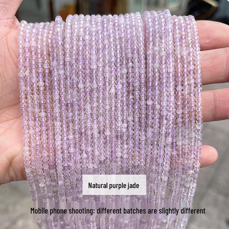 

2x3 мм Натуральный фиолетовый жадеит ограненный абакус и аметистовые разделительные бусины для изготовления украшений своими руками Approximately 140 pieces of 2*3mm