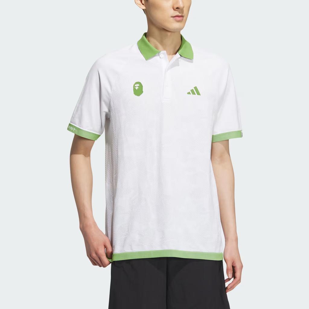 BAPE X Adidas Golf Relaxed Fit Polo White Men Streetwear IQ3680