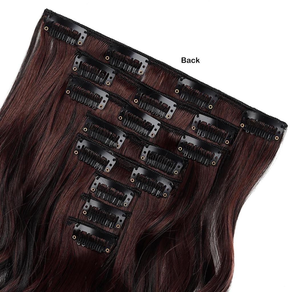 Set Completo 8 Pezzi 17 Clip Estensioni Capelli Sintetici Ondulati 20 Pollici Set Capelli Clip-on Opachi Multicolore