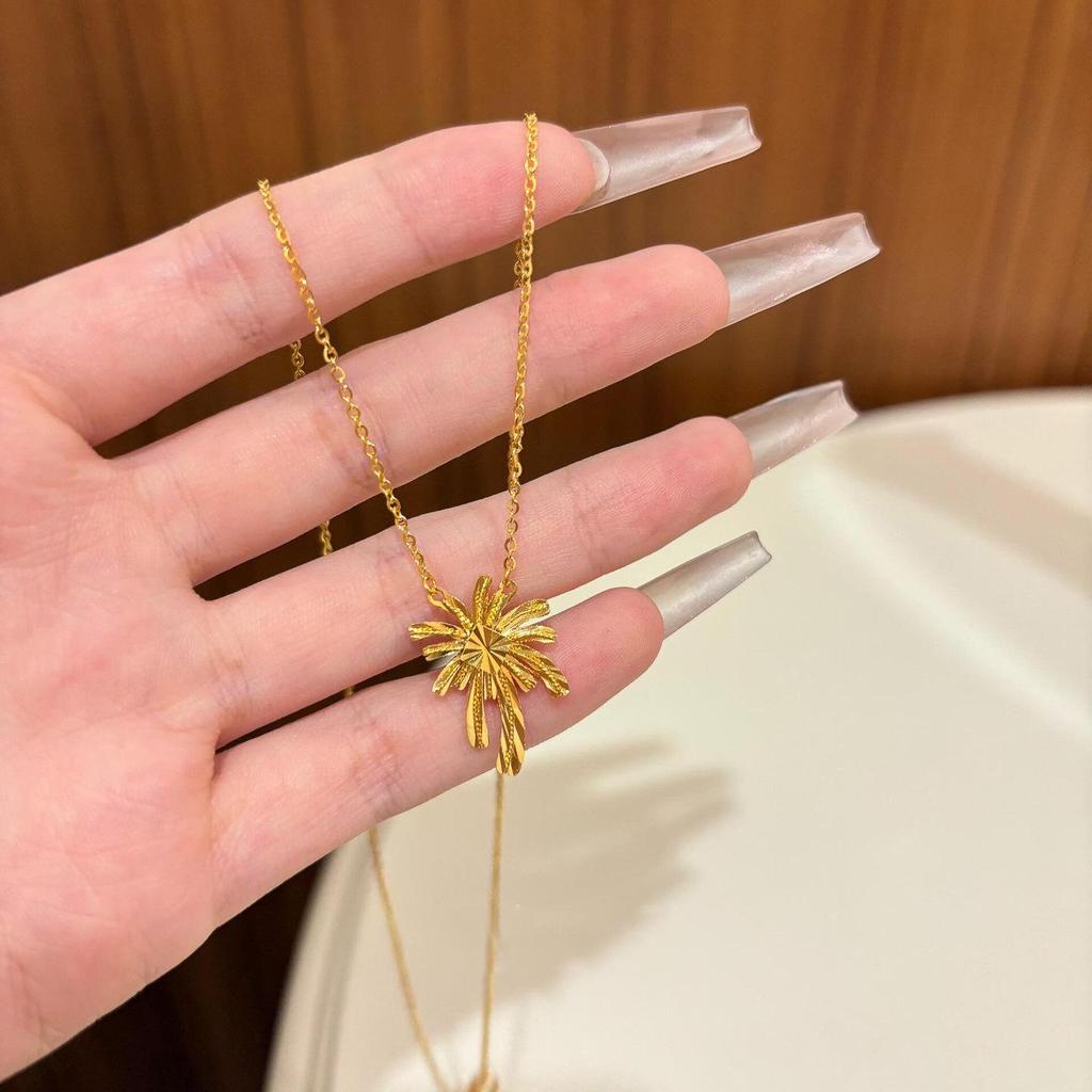 24k Gold Plated Flower Earrings & Necklace Set: Elegant Luxury Jewelry for Women
