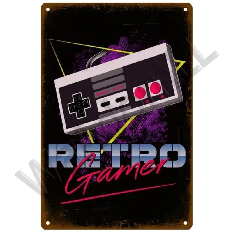 Vintage Gaming Theme Tin Painting for Game Room Club Home Wall Decor