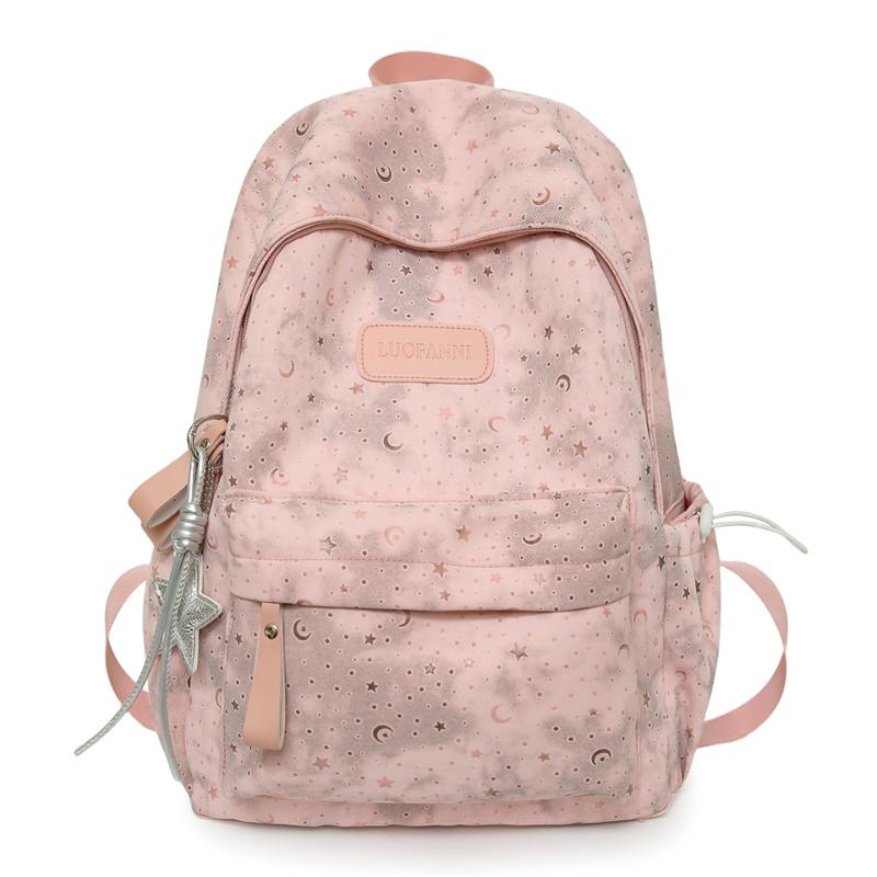

Tie-Dye Print Schoolbag Student Backpack рожевий