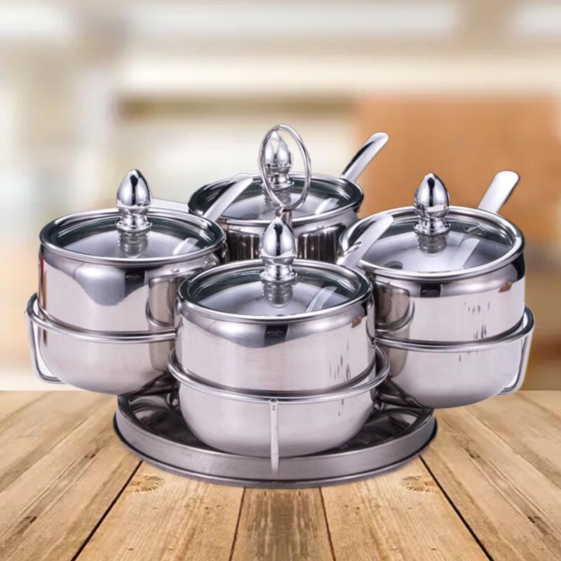 Edelstahl 3-stöckiges Gewürzregal mit Gläsern