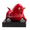 Red Ceramic Ox Figurine: Spirit-Soaring Handicraft for Home or Office Decor