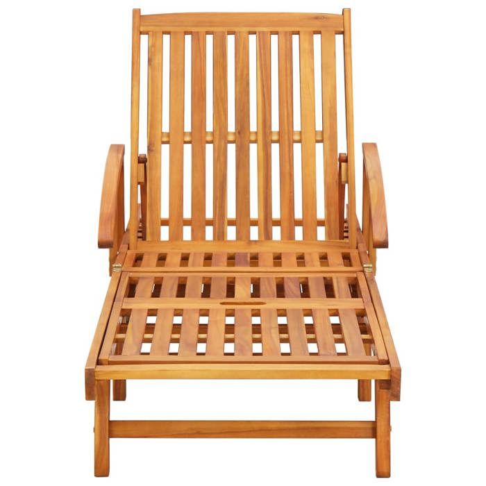 VidaXL Lot de 2 Chaises Longues, Bain de Soleil, Transat de Terrasse, Siège de Jardin Balcon Patio Extérieur, Bois d'Acacia 3077329