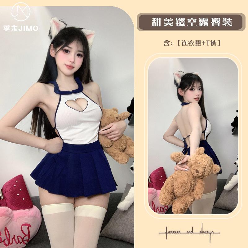 Sex Underwear New Sexy Super Short Backless Pure Desire Senior Sister Student Uniform Temptation Role-playing Suit