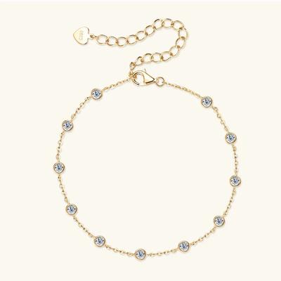 4MM 2.4cttw Round Bubble Moissanite Bezel Bracelet For Women 925 Silver Diamond Hand Chain Rhodium Plated Jewelry