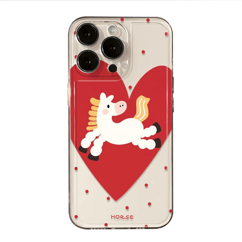 

Polka Dot Heart Horse iPhone Case: Compatible with iPhone 11/12/15/16 Pro Max/17/XS/XR, Transparent Soft Cover with Precise Cutouts. iPhone 11 Pro