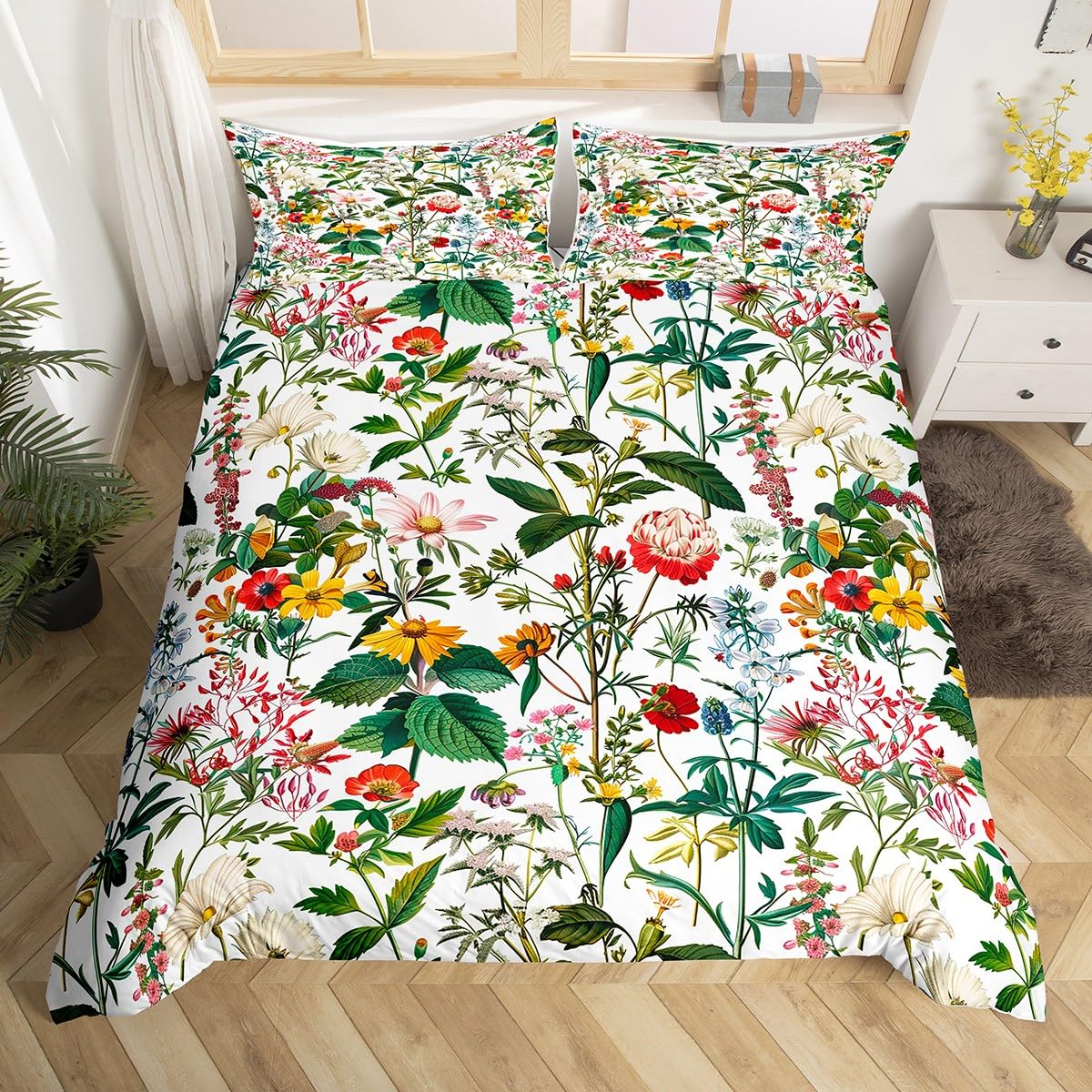 

Peony Duvet Cover Groovy Flower Floral Quilt Cover Vintage Victorian Botanical Bedding Set Garden Petals Pastoral Plant Bed Set EU Single(135x200cm)