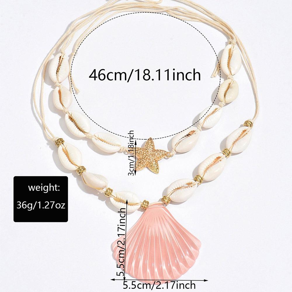 Pentagram Pendant Exaggerated Shell Pendant Necklace Sea Series Double Layered Choker Jewelry Gift