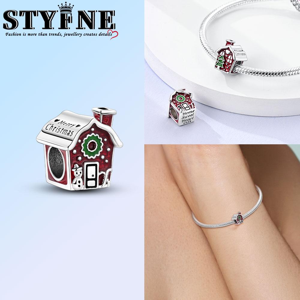 Copper Snowflake Christmas Tree Sweet Home Charms Beads Brand Bracelet Exquisite Diy Jewelry Making Women'S Gift