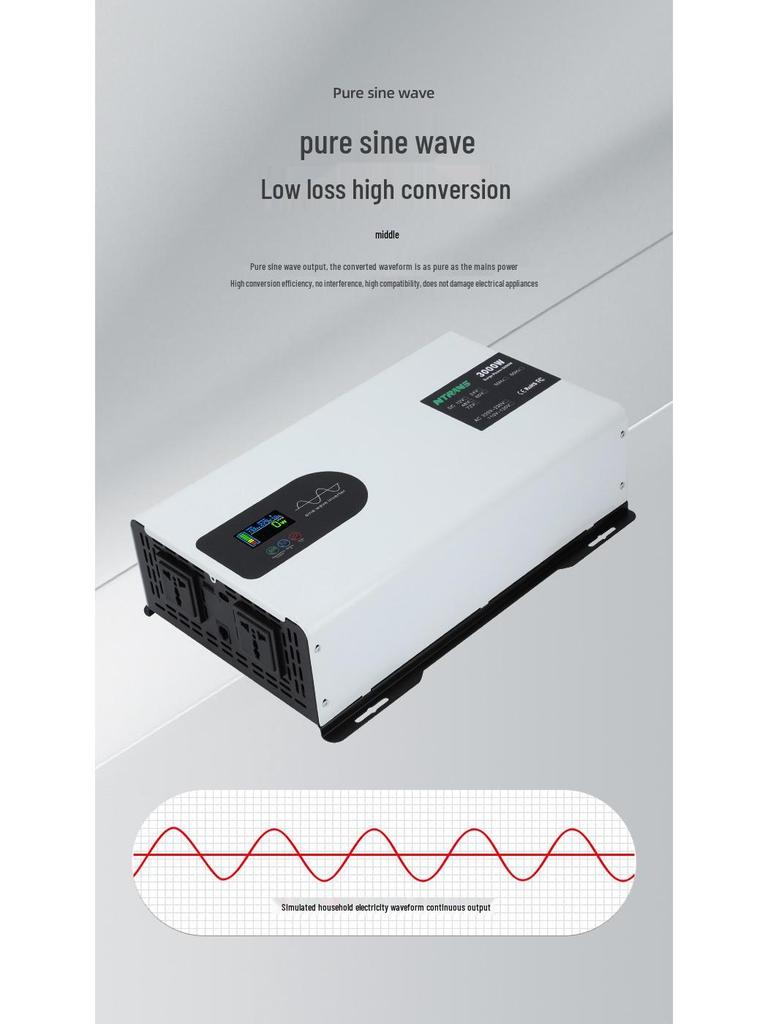 High Power 3000W Pure Sine Wave Inverter: 12V/24V/48V/60V to 220V for Home or Truck