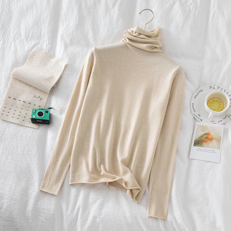 Dalang Knitwear Women's Slim Fit Turtleneck Sweater - Long Sleeve Solid Color Base Layer for Autumn/Winter