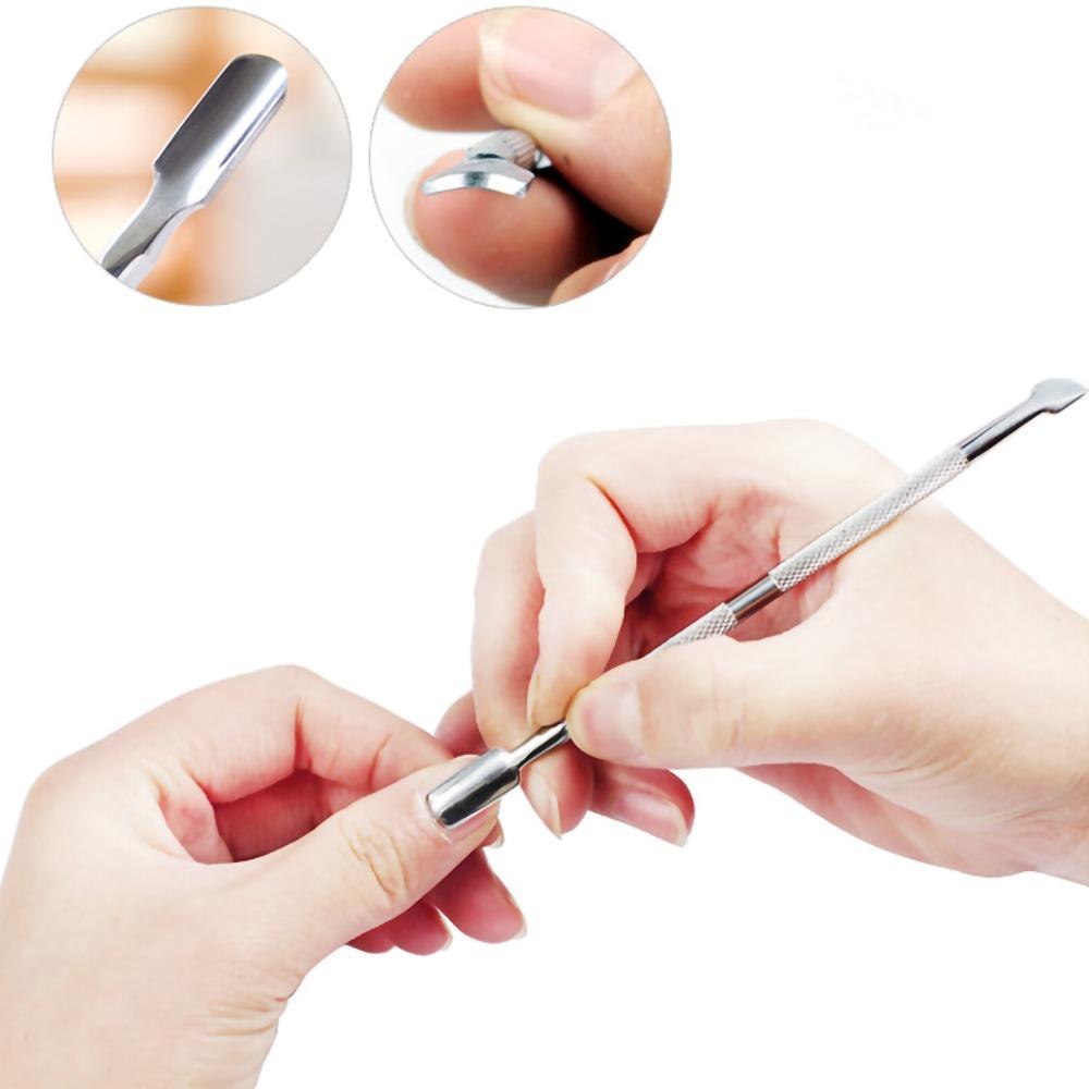 4pcs Stainless Steel Nail Scraper Textured Appearance Nail Cleaner Beauty Salon Usage