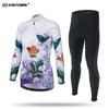 Womens Cycling Jersey Set Long Sleeve Breathable Bike Riding Outfit Sportswear