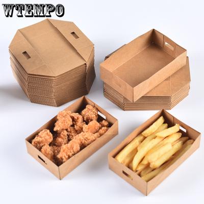 50 ks 12,5*7,5*3,3 cm skládací papírové krabice na popcorn/hranolky, jednorázové krabičky na jídlo, tácy na smažené jídlo, krabičky na jídlo s sebou