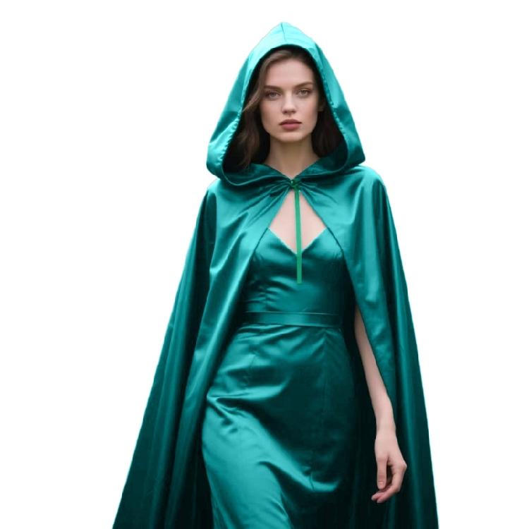 Themed Party Cloak With Adjustable Neck Tied Detail, Lightweight Wizard Hooded Cape For Indoor Outdoor Event