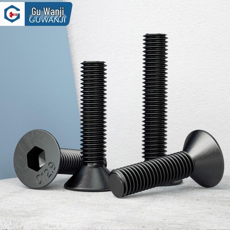 GUWANJI 12.9 Grade Blackened Carbon Steel Countersunk Hex Screws