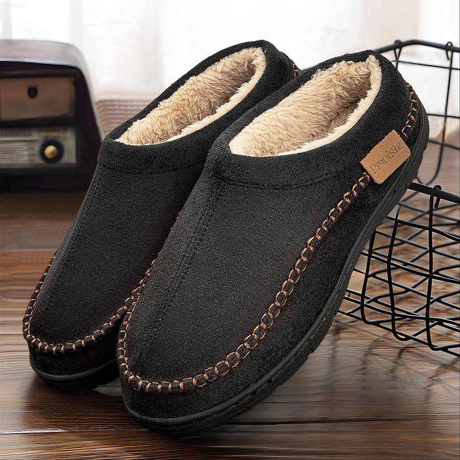 

Winter Men s Slippers Memory Foam Plush Warm Cozy Vintage Luxury House Shoes Suede Sewing Designer Casual Slipper Indoor/Outdoor 46-47