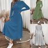 Fall Winter Solid Color Crew Neck Brushed Ribbed Maxi Dress Elegant Fashion Long Dress for Women European American