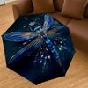 1PC Dragonfly Glitter Automatic Open/Close Umbrella with Windproof, 8-Rib Sturdy Canopy, Durable Ribs, Fashionable Design, Outdoor Accessory, Fun Prin