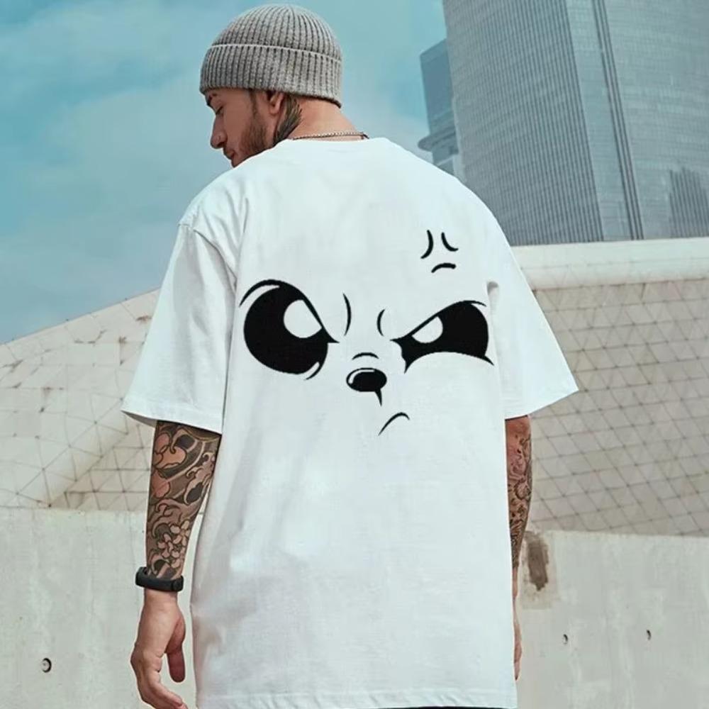2024 Men's Short Sleeved Hip Hop T-shirt Casual Street Clothing Angry Blink Print Summer Harajuku Fashion Y2K Street Clothing