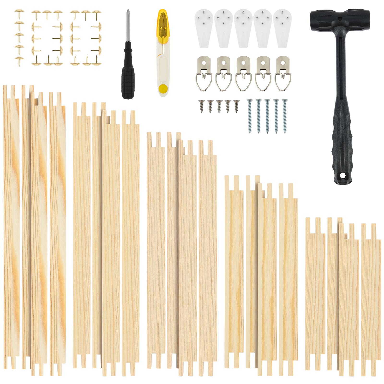

20Pcs Needlepoint Stretcher Bars Set Wooden Pictures Frame 5size Cross Stitch Frame and Stretcher Bar with Thumb Tack for Canvas