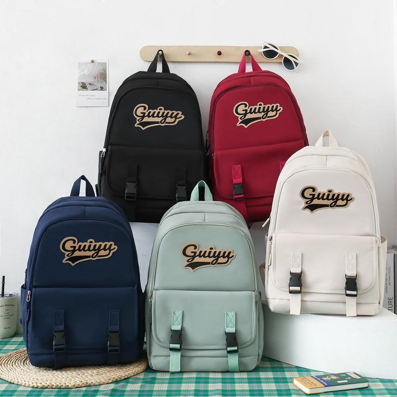 Four-Piece Backpack Set Letter Backpack Senior High School Student Schoolbag Unisex Large Capacity Lightweight Backpack