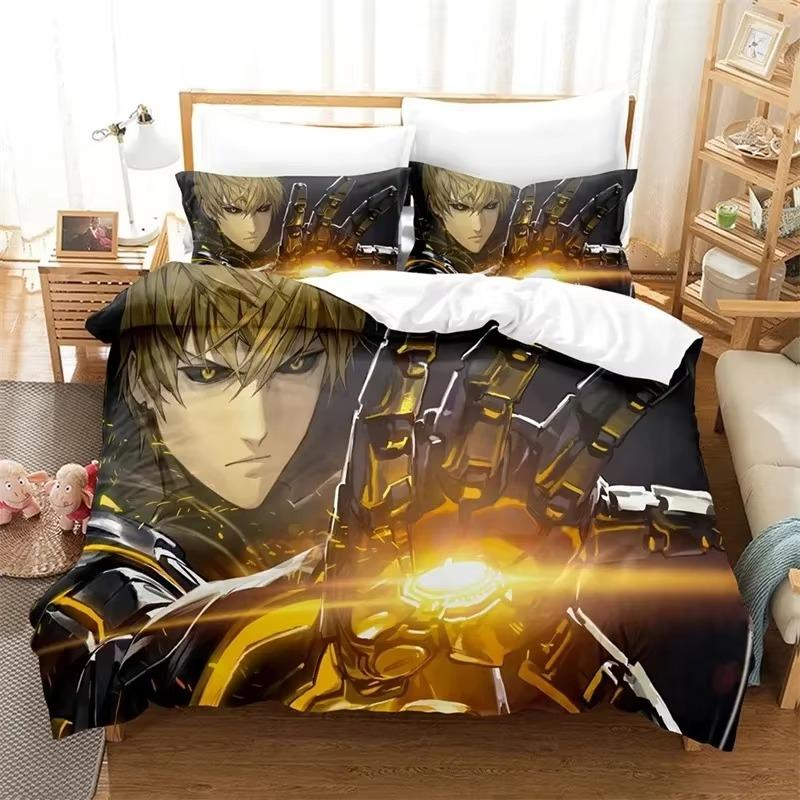 

Anime One-Punch Man Saitama Beding Set,Soft Duvet Cover Warm Comforter Bed Linen Set Comfortable Quilt Cover Pilowcase,King Quen Twin Sized Dimensions 135*200cm Eu-Single