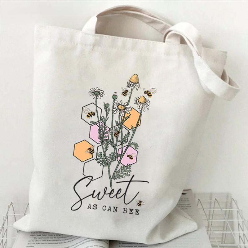 Borsa a Tote in Tela Girasole e Ape Versatile Borsa a Spalla da Sottobraccio per Lavoro Scuola Pendolarismo