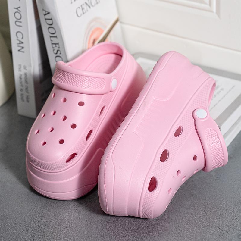 

Женская обувь на платформе, новая обувь с отверстиями для увеличения роста на 9 см, уличная, для отдыха, универсальная, модная, для ходьбы, тапочки для увеличения роста 40 розовый