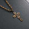 Embossed Single‑Layer Cross Pendant Necklace, Stainless Steel Imperial Chain Fashion Personality Jewelry for Men Women