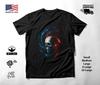 Skull In Red Blue Vortex T-Shirt Black Unisex S-2XL