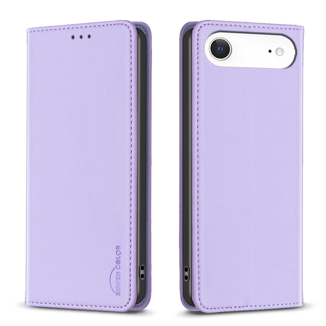 

For iPhone 17 Air Leather Case BINFEN COLOR BF18 Phone Stand Cover with Card Slots Purple