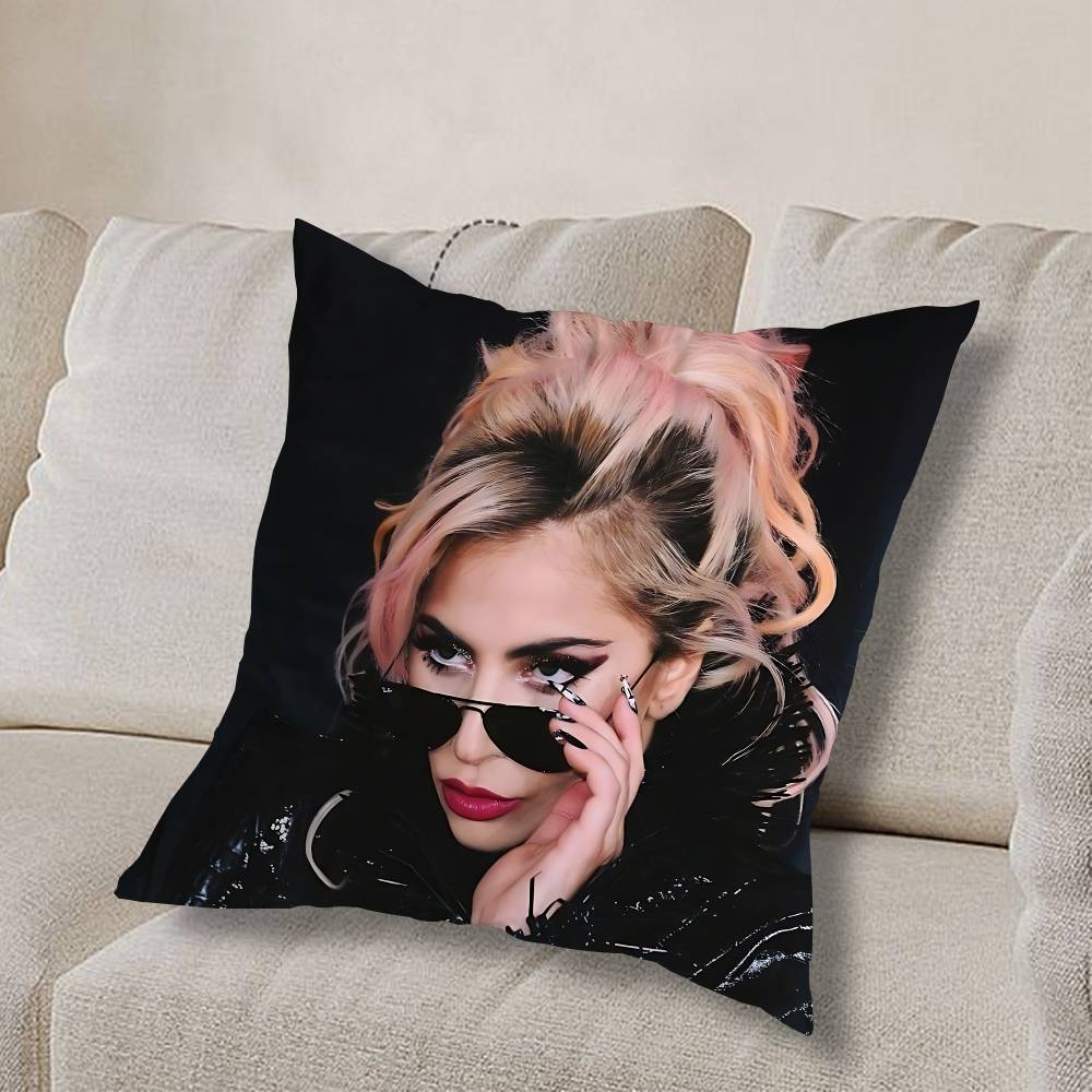 Mayhem L-Lady Gaga ART Pillow Case Square Double-Sided Printing Short Plush Sofa Cushion Cover Bedroom Bedside Pillow