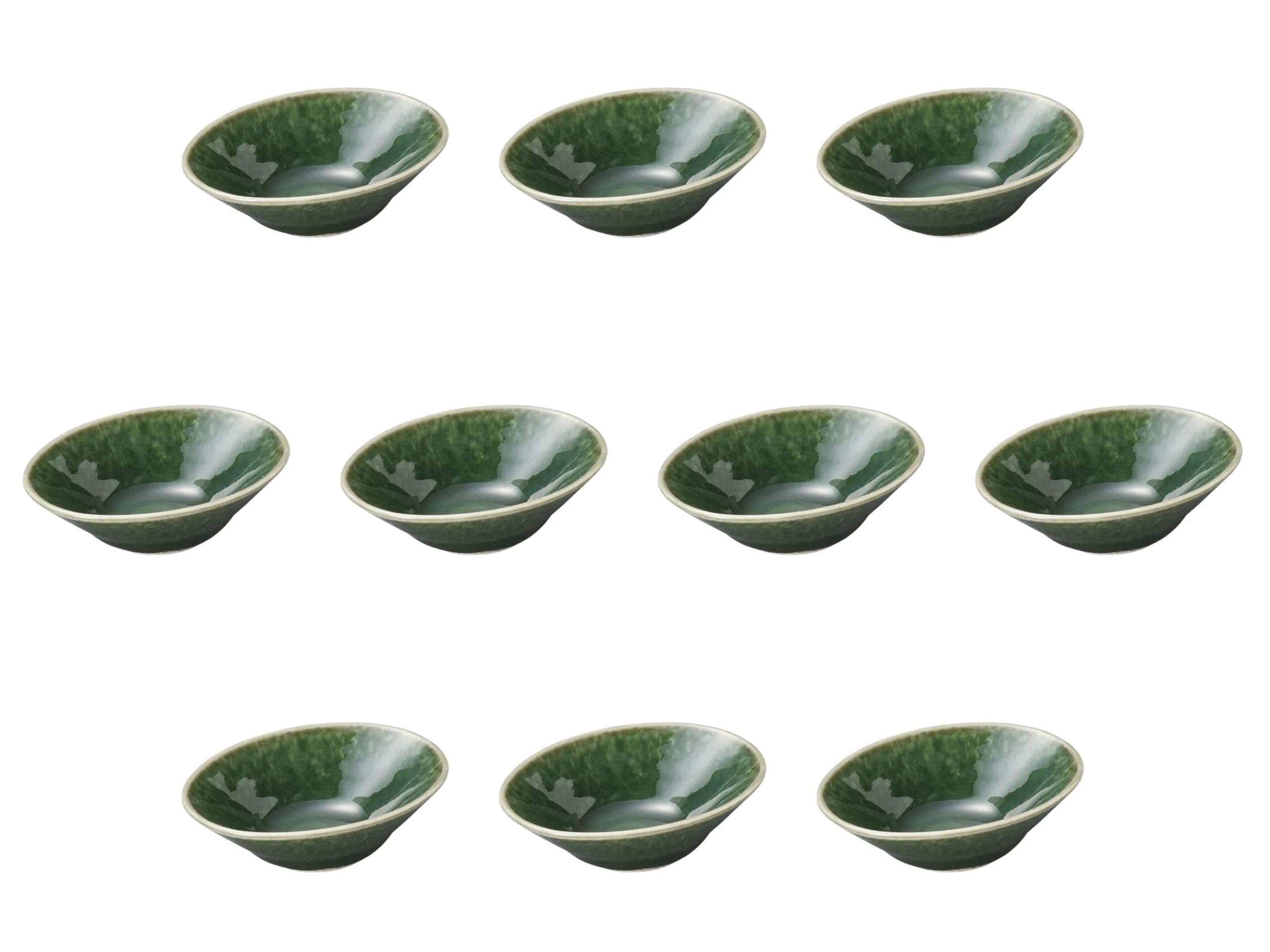 

Set of 10 Matcha Kneaded Stone Oval Bowls x x Delicacies Setomonohonpo 2.7 [8.1 6.3 2.4 cm]