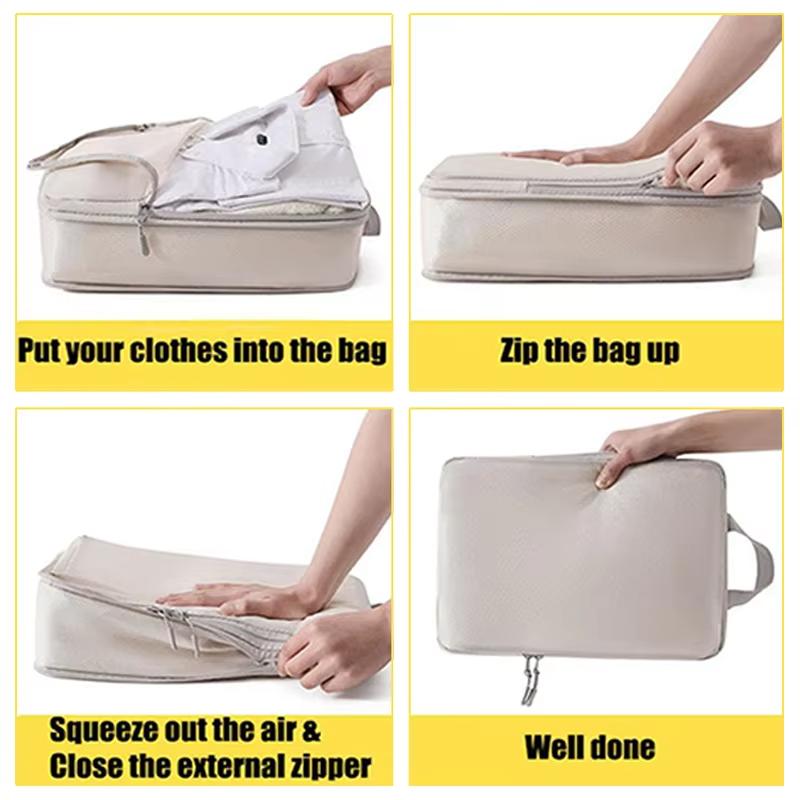 4pcs/set Travel Compression Storage Bag Portable Dust Hand Held Luggage Clothes Packing Bag Toiletries Bag Wardrobe Organizer
