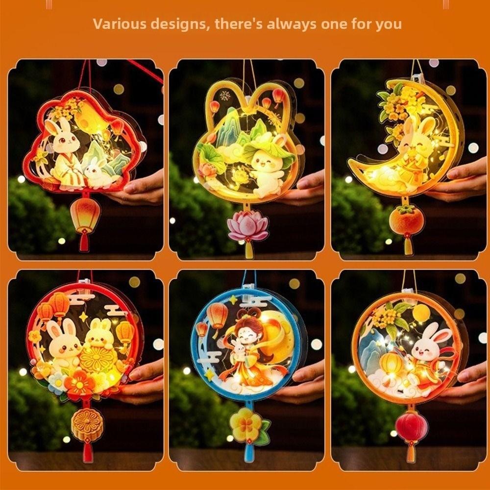 Cartoon Mid Autumn Lantern Cute Handheld Rabbit Flower Lantern Bunny Lantern  Festive Lighting