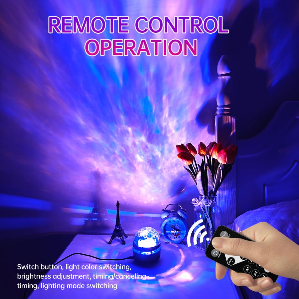 USB Galaxy Projector Aurora RGB 5V Night Lights Auto Rotating Sound Activated DMX Remote Control Home Theater Room Decorations