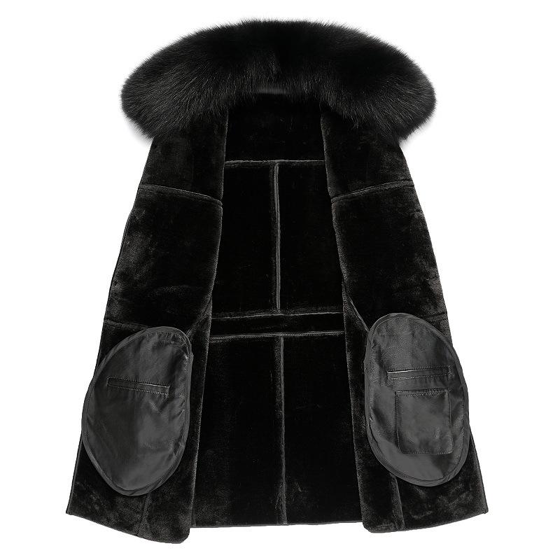 Chaqueta de piel nueva todo en uno para hombre, chaqueta de piel auténtica de zorro de longitud media, abrigo de piel para hombre