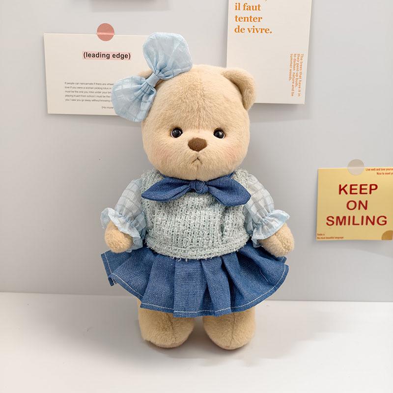 Medium Bear Outfit - Blue Pink Striped Carrot Overalls Set