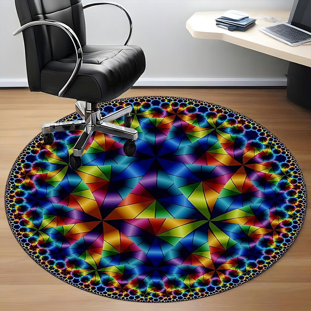 1pc Kaleidoscope Pattern Chair Carpet for Office Non-Slip, Machine Washable Rug for Office, Room - Holiday Decor, Machine Made Yy251016116