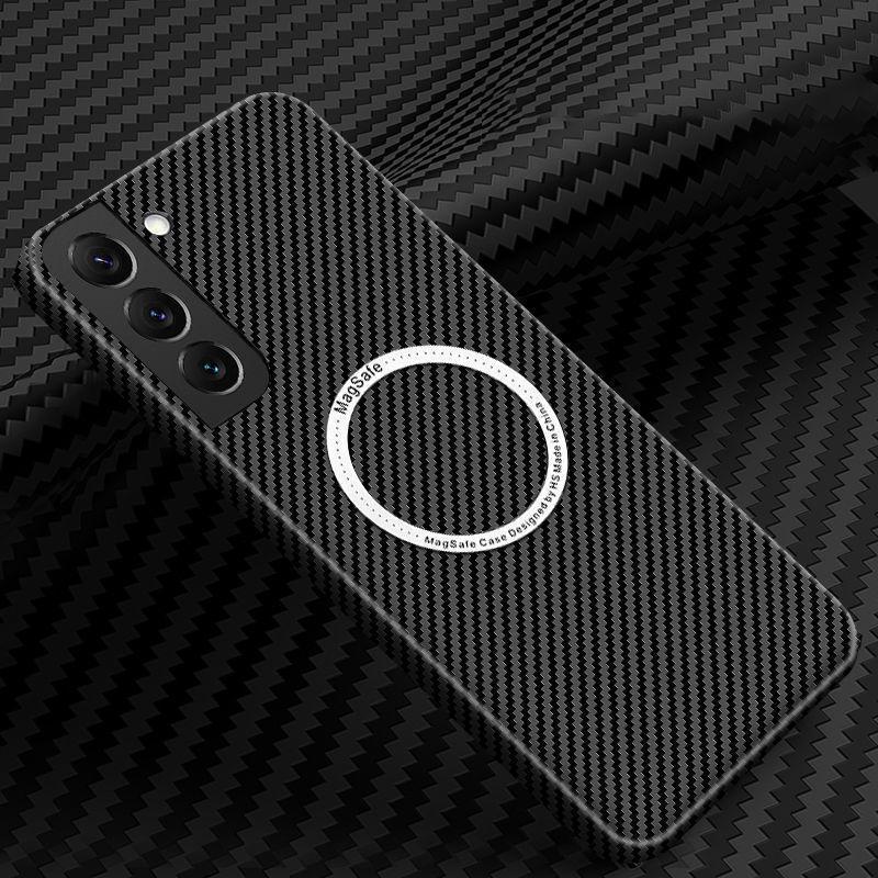 Suitable for Samsung S24 Ultra Carbon Fiber Mobile Phone Case Magnetic Suction S22 Ultra Thin Kevlar Anti Fall S23 Protective Case